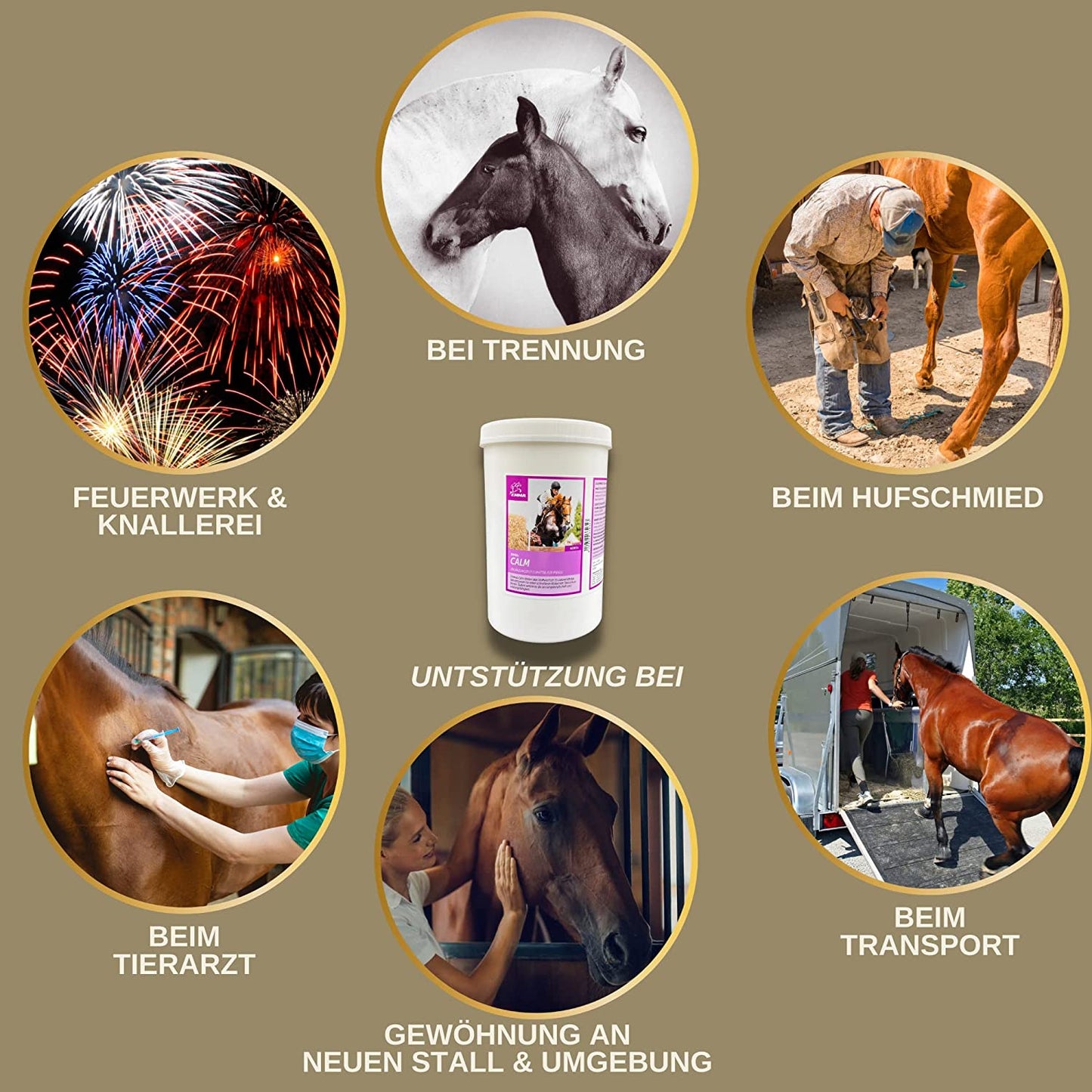 EMMA CALM B12 8 Magnesium Pferd Pulver - Calm Horse Relax - Anti Stress zur Beruhigung bei Unruhe I L-Tryptophan Vitamin E - Magnesium für Pferde hochdosiert gegen Angst  Stress Gelassenheit nervöse Pferd Pony 1Kg .jpg