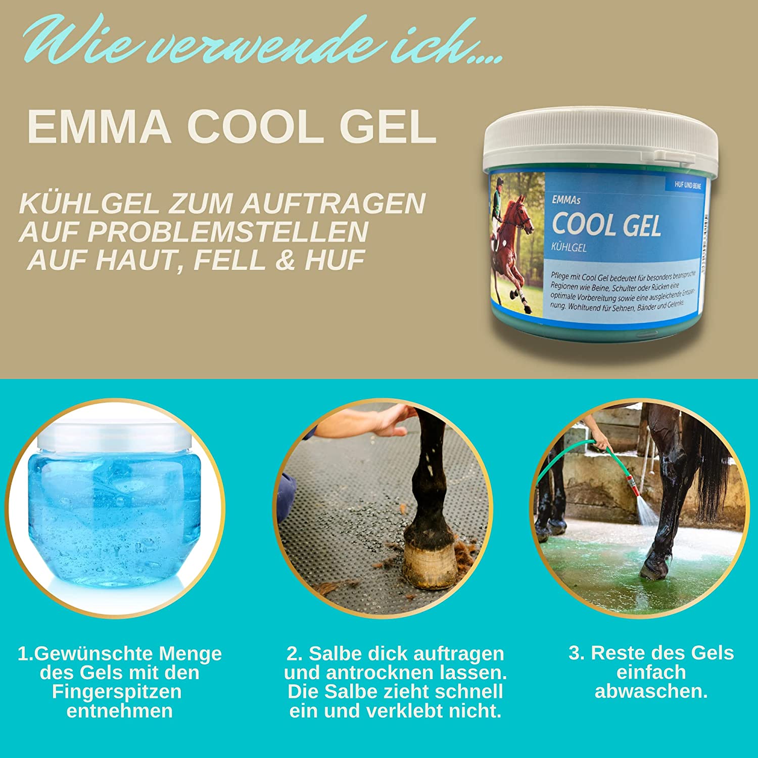EMMA Kühlgel Pferd I Pferdebalsam kühlend 2*500ml Kühlsalbe Arnika Salbe I Massage Creme für Sehnen Gelenke Muskeln Bänder I Pferdesalbe kühlend extra stark kühlendes Massage Gel  Menthol fürs Pferd .jpg