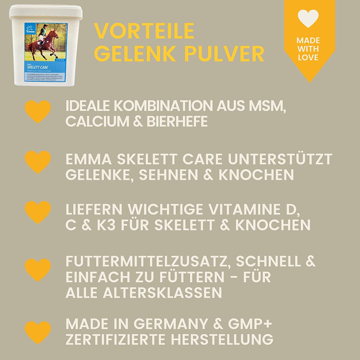 MSM Pulver I Gelenk Pulver für Pferde plus MSM Pferd - Knochen-Gelenk-Komplex mit Calcium Vitamin D C Vitamin K I Pulver zur Stärkung & Bildung Gelenke, Knochen, Knorpel, Sehnen und Bindegewebe 3Kg