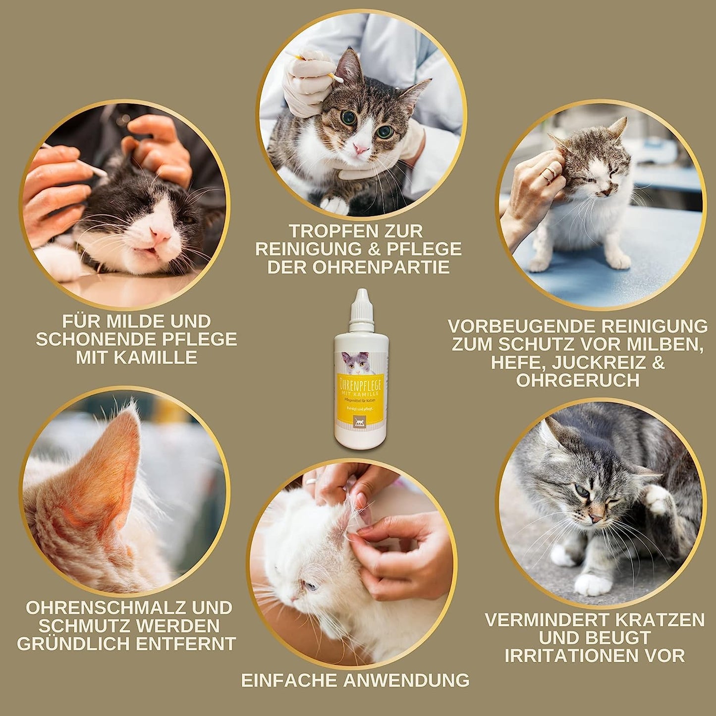 Ohrenreiniger Katze • Ohren Reinigung Tropfen • Ohrentropfen für Katzen gegen Juckreiz • milde Ohrpflege mit Kamille • Ohrreiniger Ohrenentzündung Mittel gegen Schmutz Ohrenschmalz Entferner 100ml.png