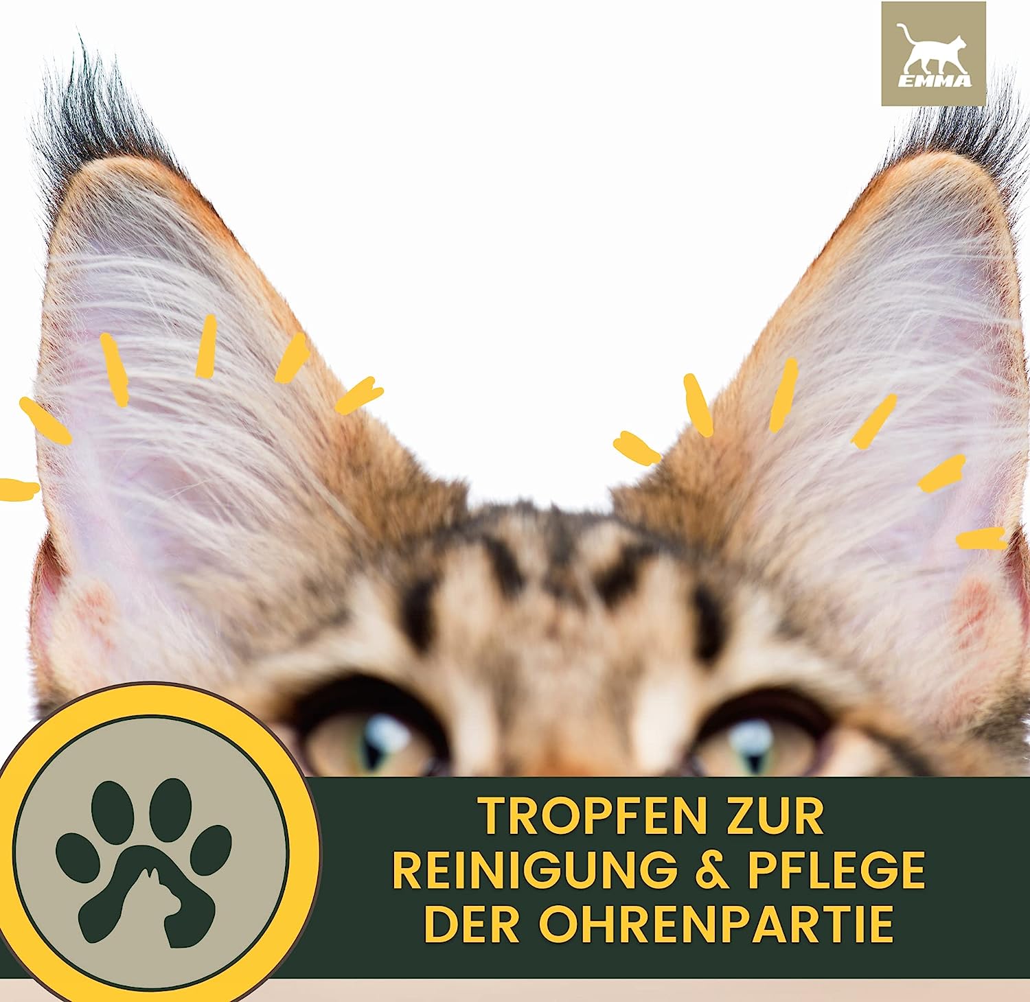 EMMA Auge Augentropfen Katze  Katzen Ohrenreiniger - Ohrentropfen Katze - Erste Hilfe Set Katze • Katzenpflege gegen Juckreiz  Schmutz • Ohrenpflege Ohrreiniger Tränenfleckentferner Kamille
