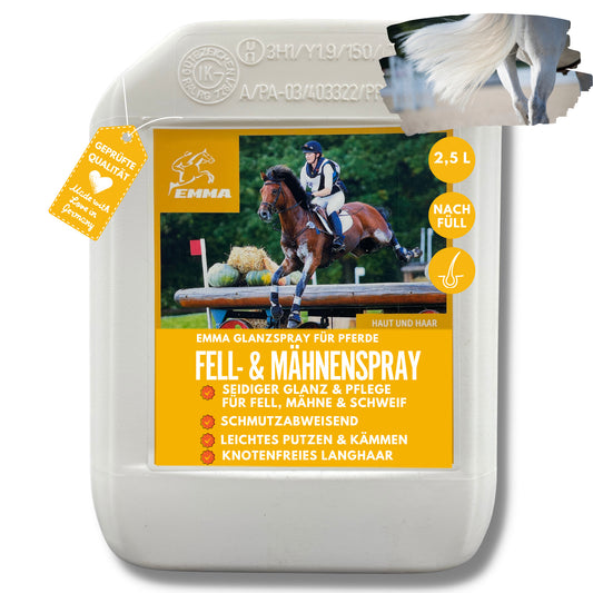Mähnenspray für Pferde I Spray Kanister I Fellpflege Pferd I Glanzspray für Haare , Mähne, Schweif I Schweifspray für Pferde I Fellspray & Entfilzungsspray Hunde Pferde Zubehör 2500ml