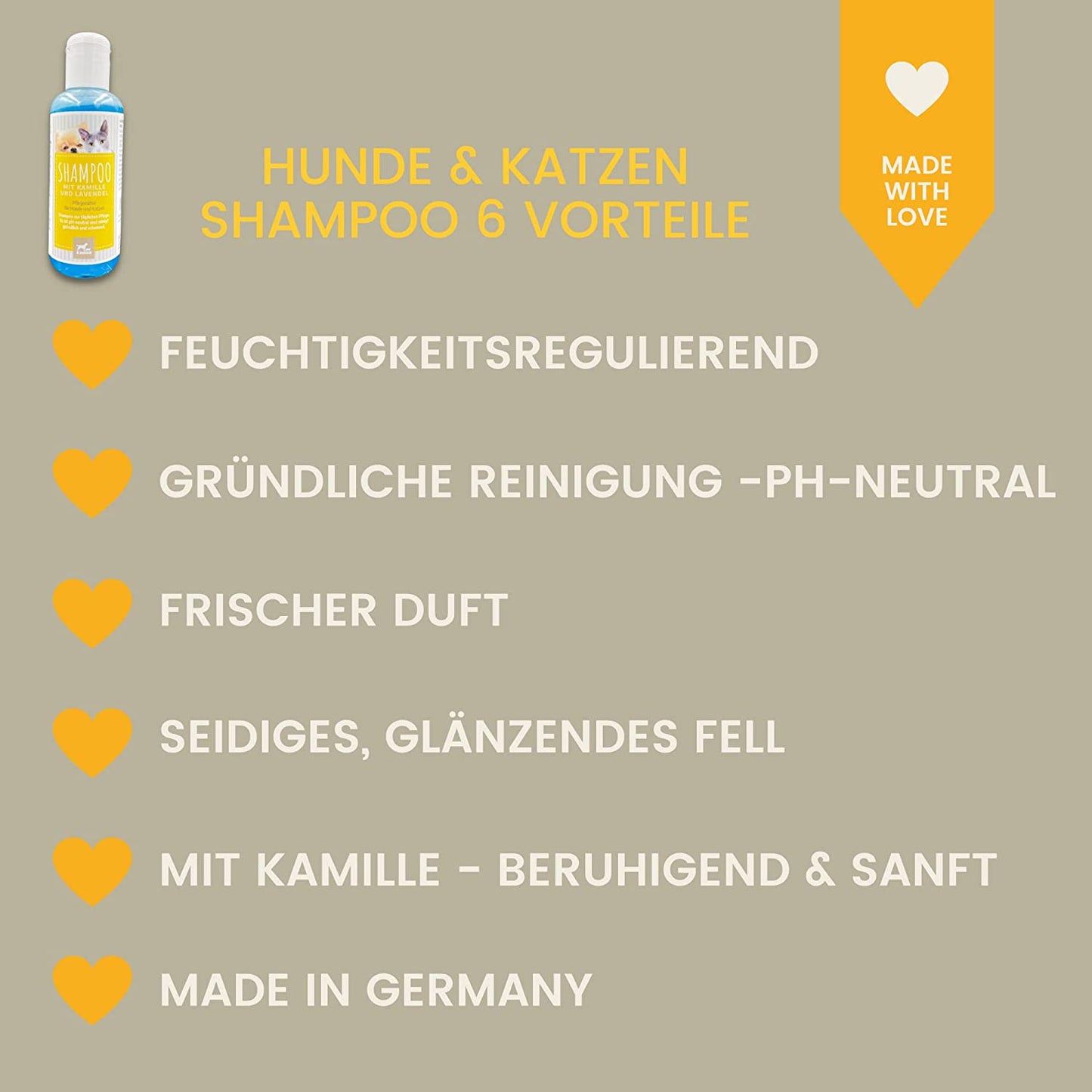 Hundeshampoo & Katzenshampoo + Kamille Lavendel I Fellpflege für Hund & Katzen Welpen  2 * 250ml