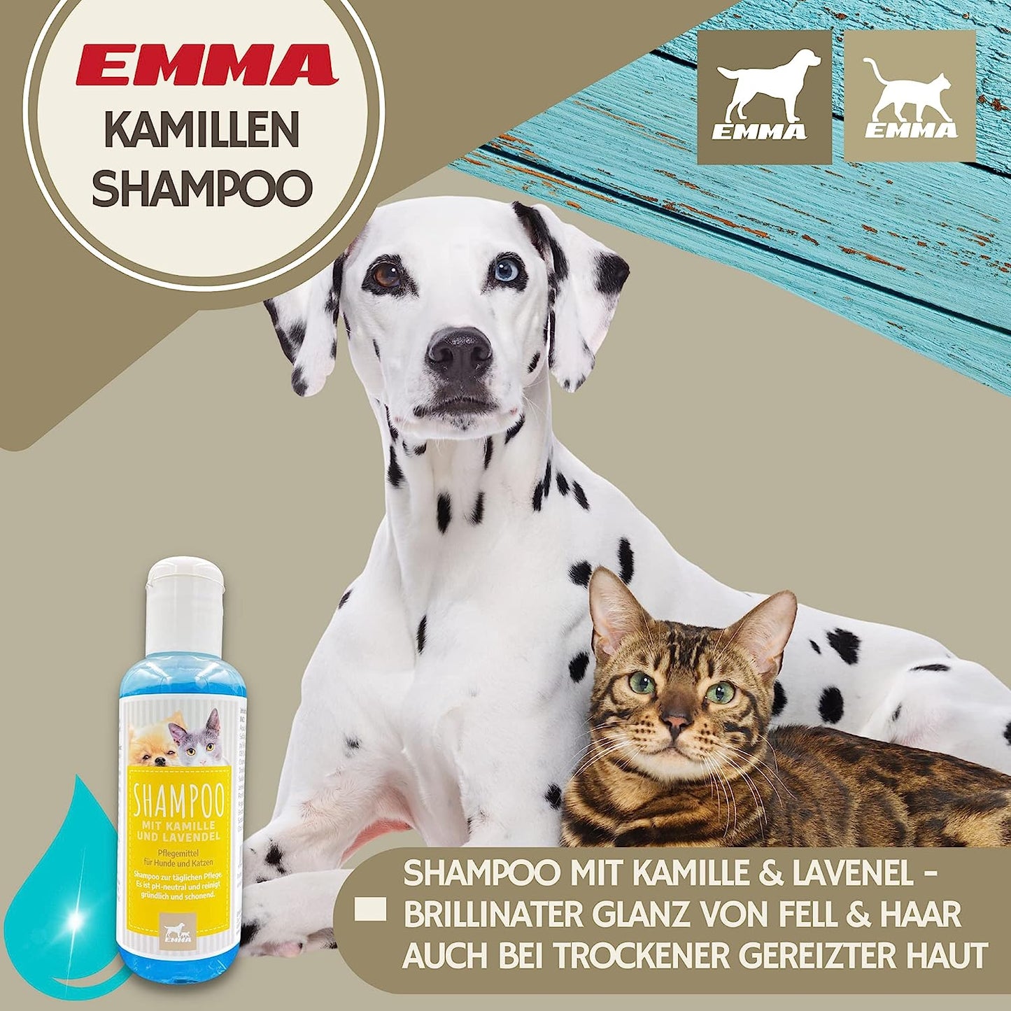 Hundeshampoo & Katzenshampoo + Kamille Lavendel I Fellpflege für Hund & Katzen Welpen  2 * 250ml