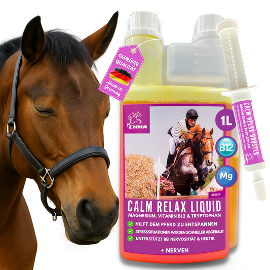 Magnesium, Vitamin B12 fürs Pferd für die Nerven, bei Stress, 1L + 30ml