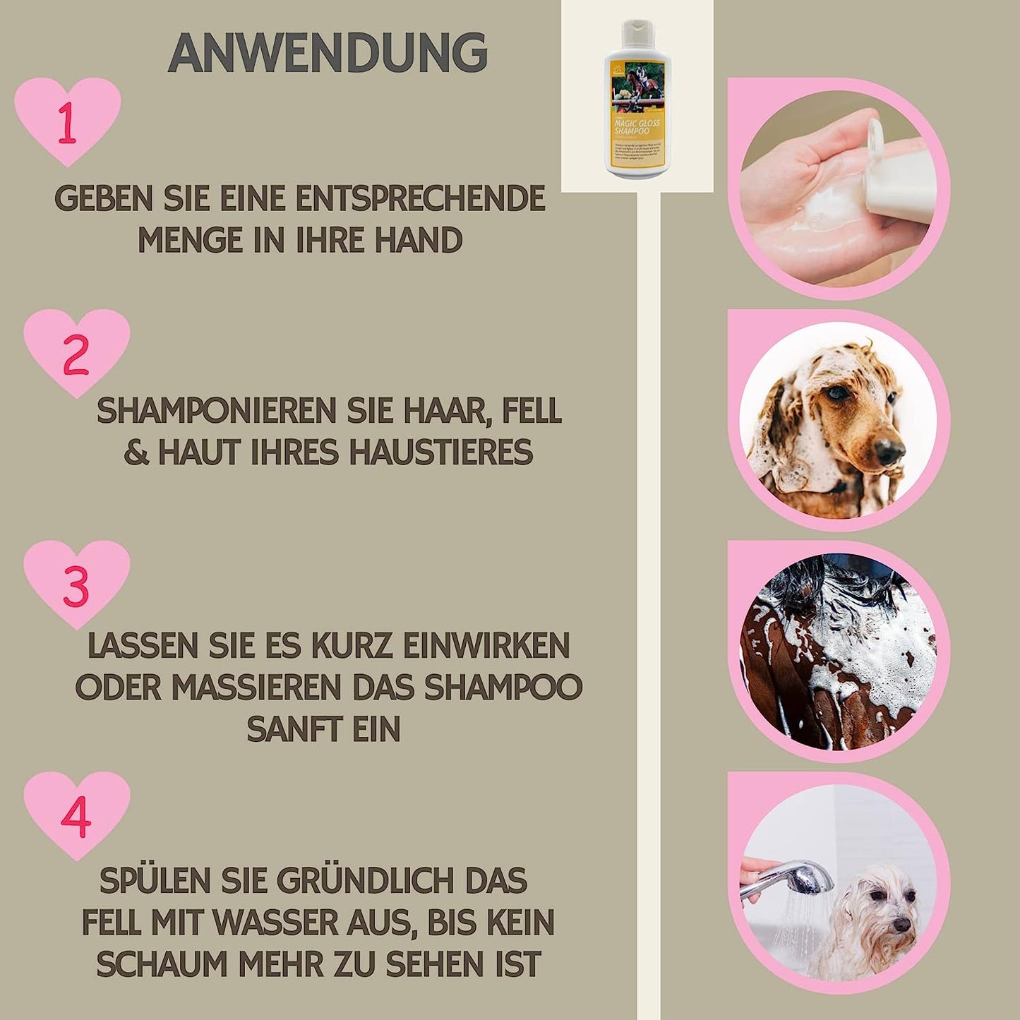 Pferdeshampoo Fellpflege Shampoo für Pferde,Hunde mit Kamille 500ml