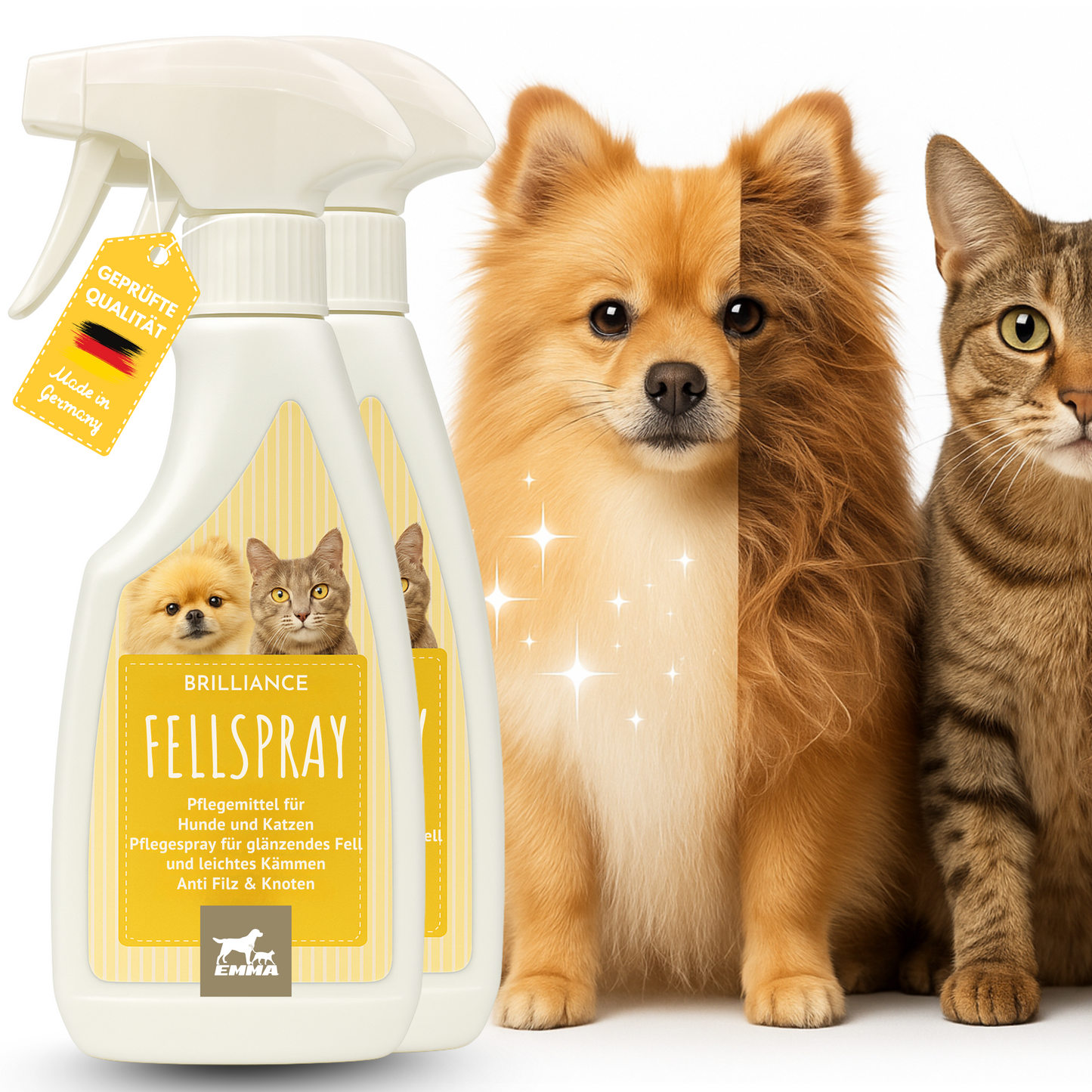 Entfilzungsspray Hunde I Fellpflege Hund Katze für Langhaar zum Entfilzen 2*250ml