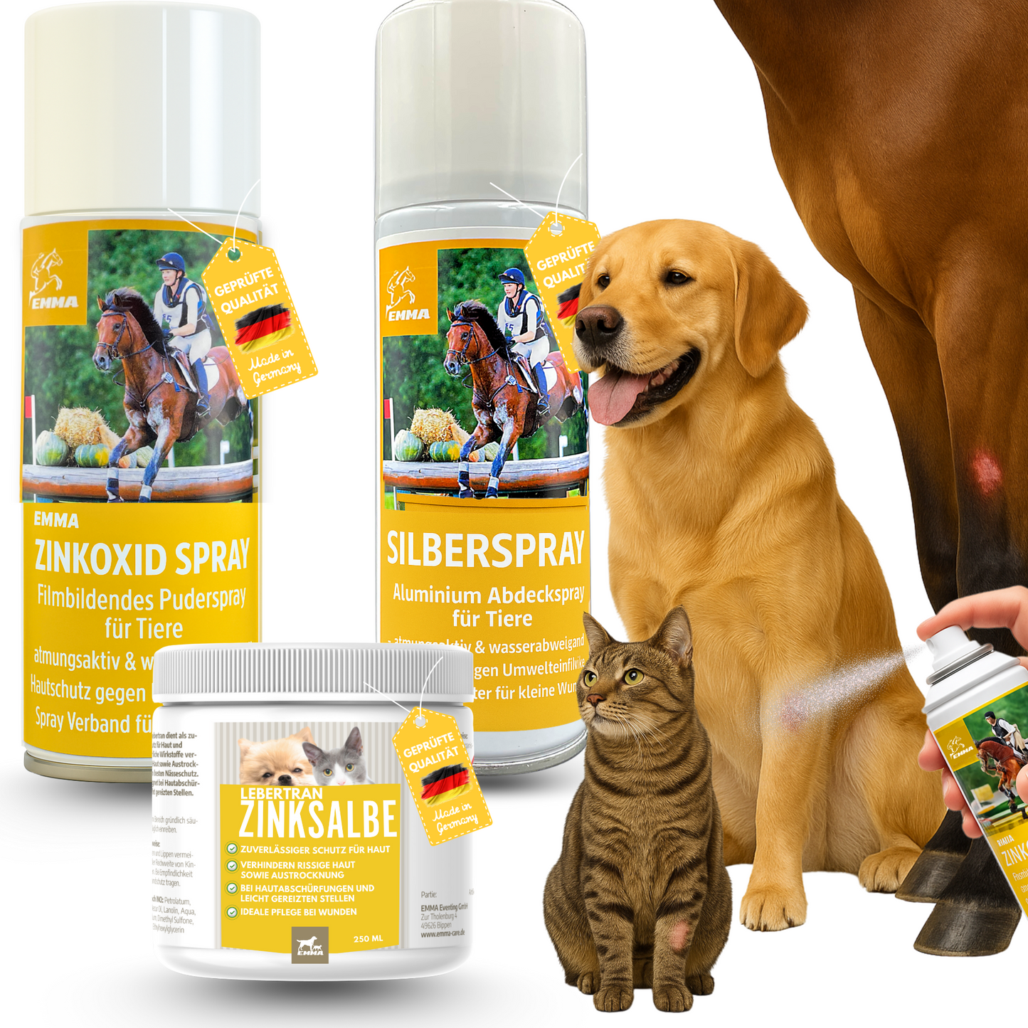 Erste Hilfe Set für Pferde I Silberspray + Zinksalbe + Zinkspray 2 * 250ml 200ml