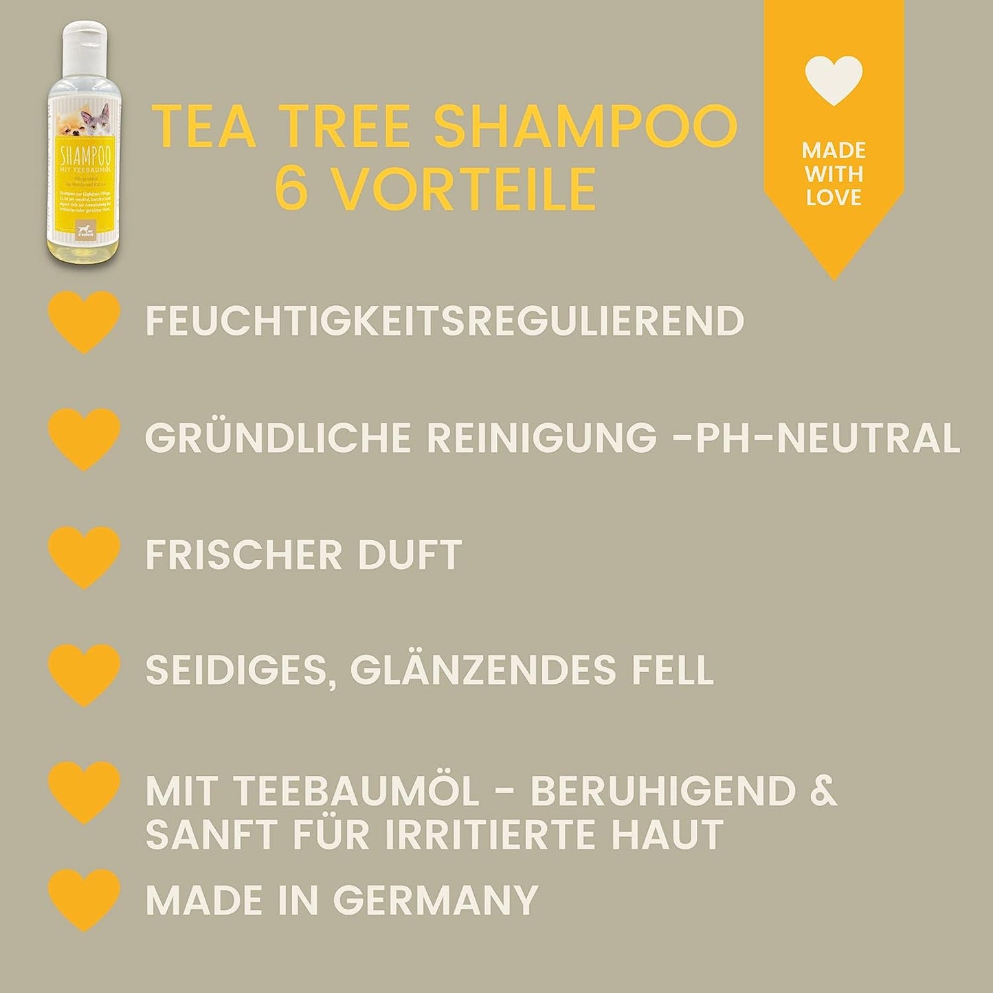 Teebaumöl Shampoo, Fellpflege für Hunde & Katzen 250 ml