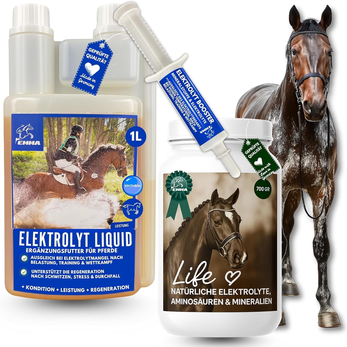 Elektrolyte für das Pferd I SPARSET I Life Natürliche Mineralien, Elektrolyt Liquid und Booster Rege