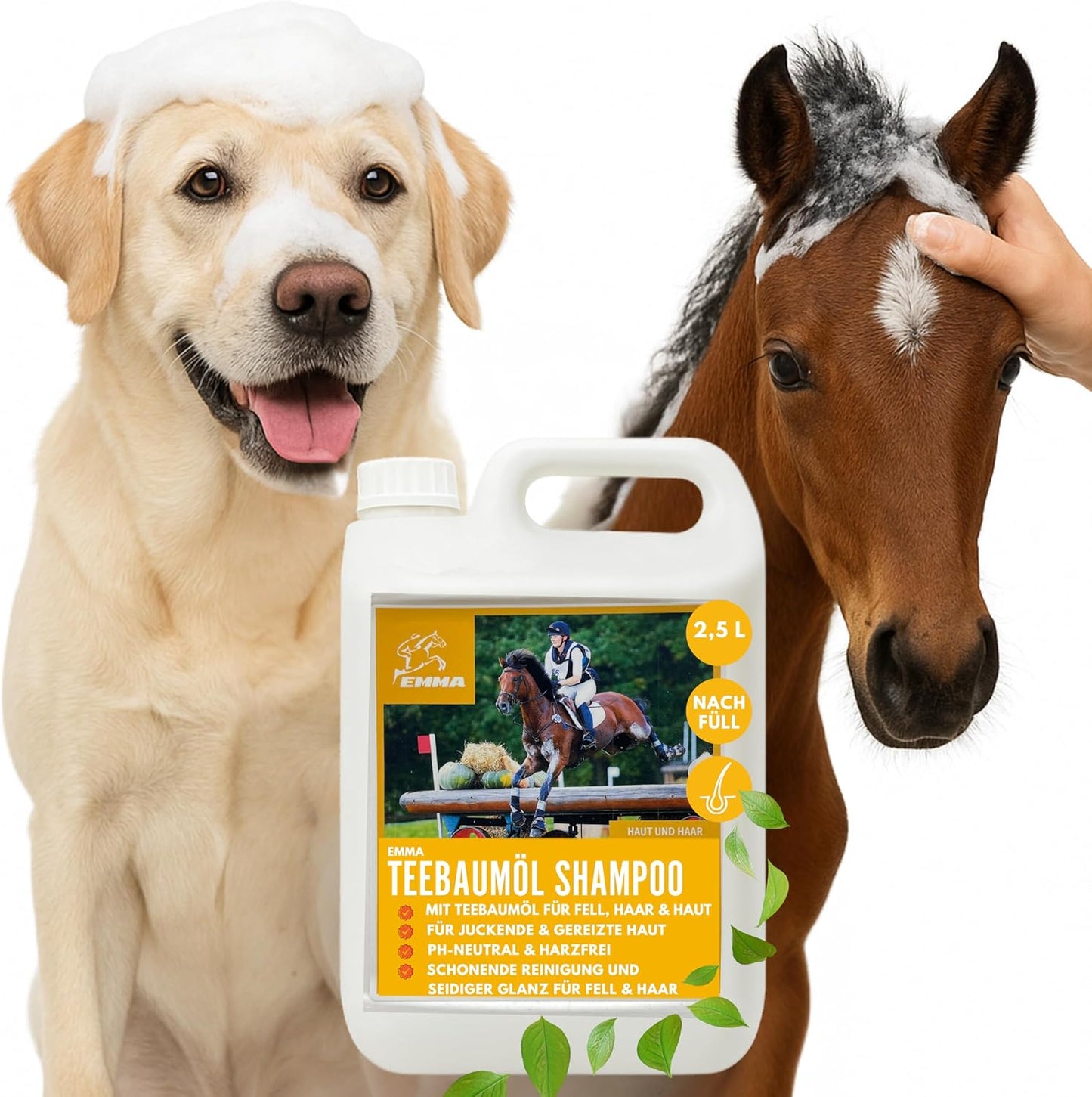 Pferdeshampoo, Kanister 2,5 Liter,  Shampoo für Pferde & Hunde mit Teebaum-Öl