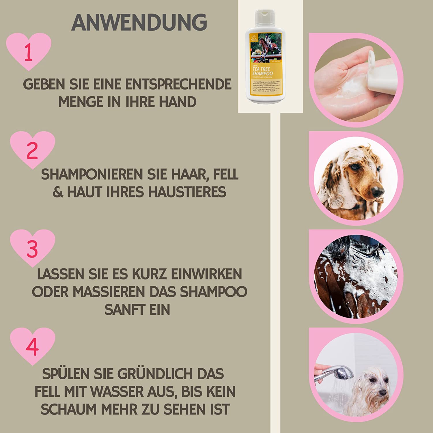 EMMA 23 Tea Tree Shampoo Pferdeshampoo mit Teebaumöl für Hunde Pferde 2,5l Kanister mildes Pferde Shampoo ph neutral I Pferdepflege Set glänzendes Fell Hundeshampoo für trockene & irritierte Haut Fellpflege4.jpg