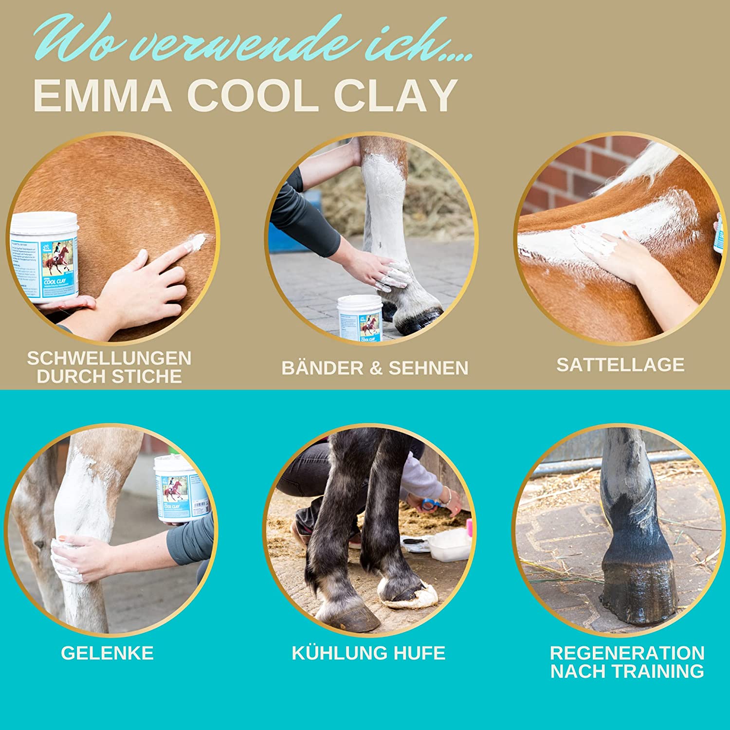 EMMA COOL CLAY 1b essigsaure Tonerde Pferde ⇒ Tonerde Pferd 1,5 Kg I Pferdebalsam kühlend I Tonerde Paste Mineralerde - Arnika Salbe Heilerde Paste kühlend I Kühlgel I Tonerde Gel Sehnen Bänder Gelenke Pferd.