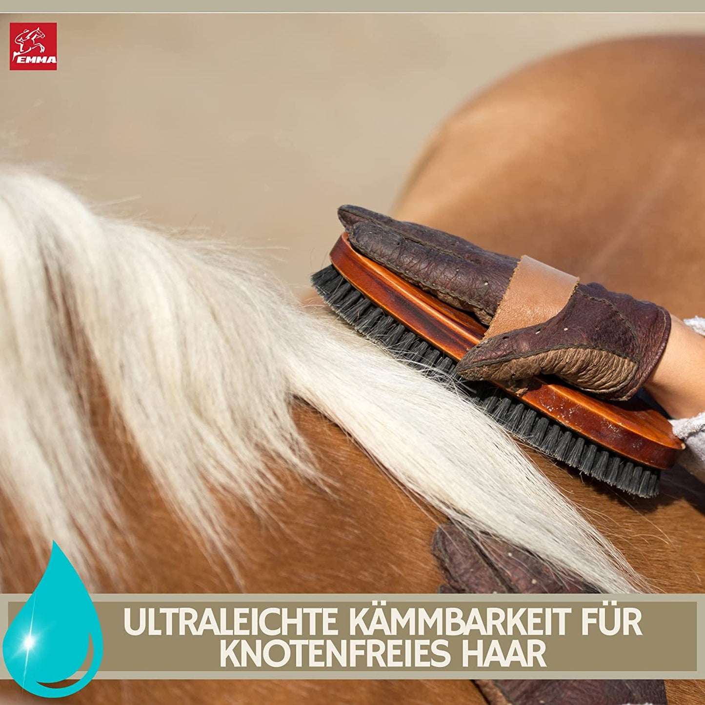 EMMA Mähnenspray für Pferde Schweifspray pink mit Duft für Pferd  Pony I Glitzer Huffet Hufgel pink  Duft I Inhalt Putzbox I Geschenke für Mädchen I Pferdepflegeset für Kinder 2 teilig 