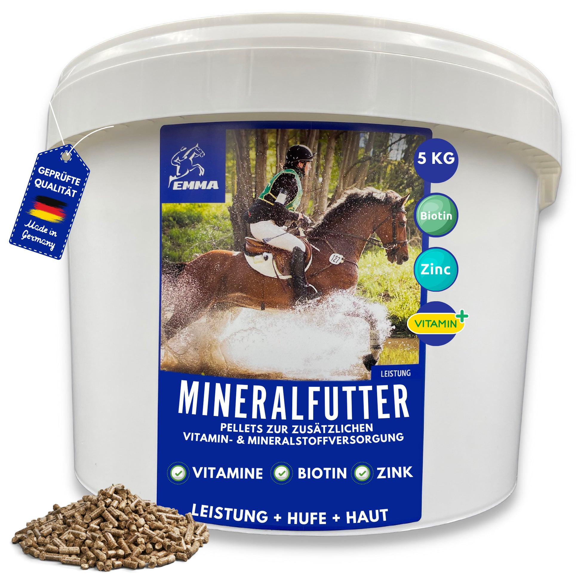 EMMA Mega Mineral  Mineralfutter Pferde Vitamin b komplex I Biotin Mangan Zink Pferd I Selen Pferd Vitamin D A C B12 I Mineralien Magnesium Pferd I Vitamin E Pferd I Bierhefe Pferd I Biotin Zink Selen hochdosiert 5Kg.png