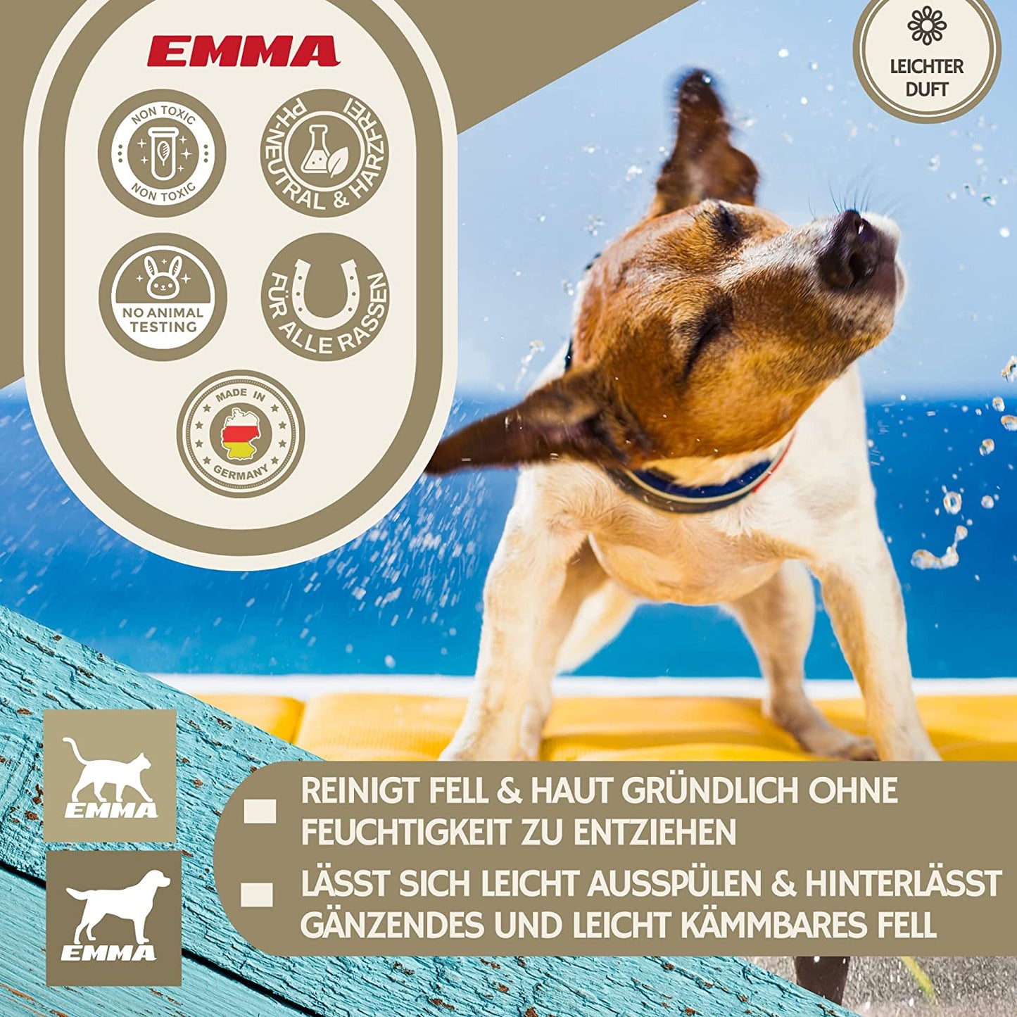 EMMA Tea Tree Shampoo Hundeshampoo mit Teebaumöl für Hunde Katzen 250ml I mildes Hunde Shampoo ph neutral I Pferdepflege Set glänzendes Fell I Katzenshampoo I für trockene & irritierte Haut I Fellpflege.jpg