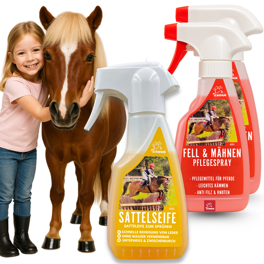 Pferde Mähnenspray & Sattelseife - Pferdepflege Set 3 Teilig