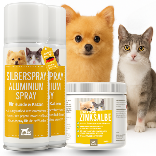 Erste Hilfe Set für Hunde I Silberspray + Lebertran Zinksalbe 250 ml 2*100ml