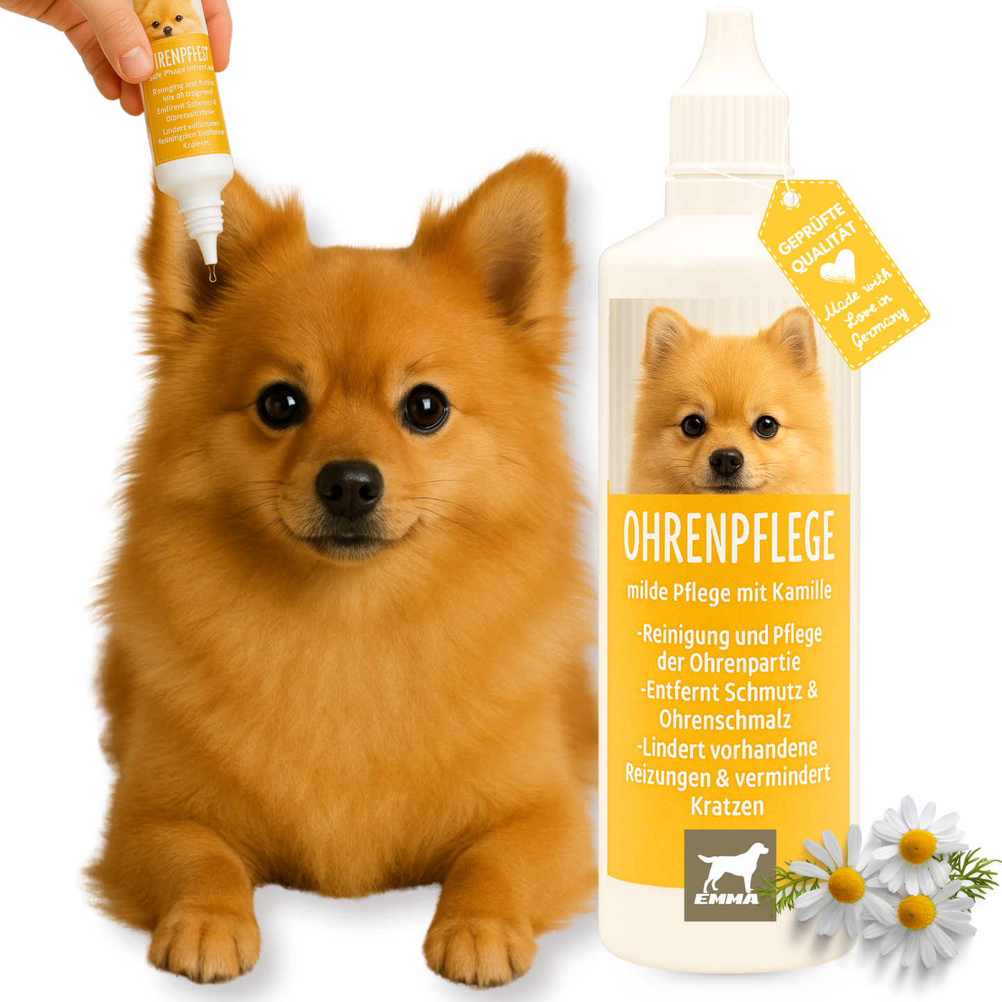 Ohrenreiniger für Hunde I 100ml I Ohr Reinigung mit Kamille