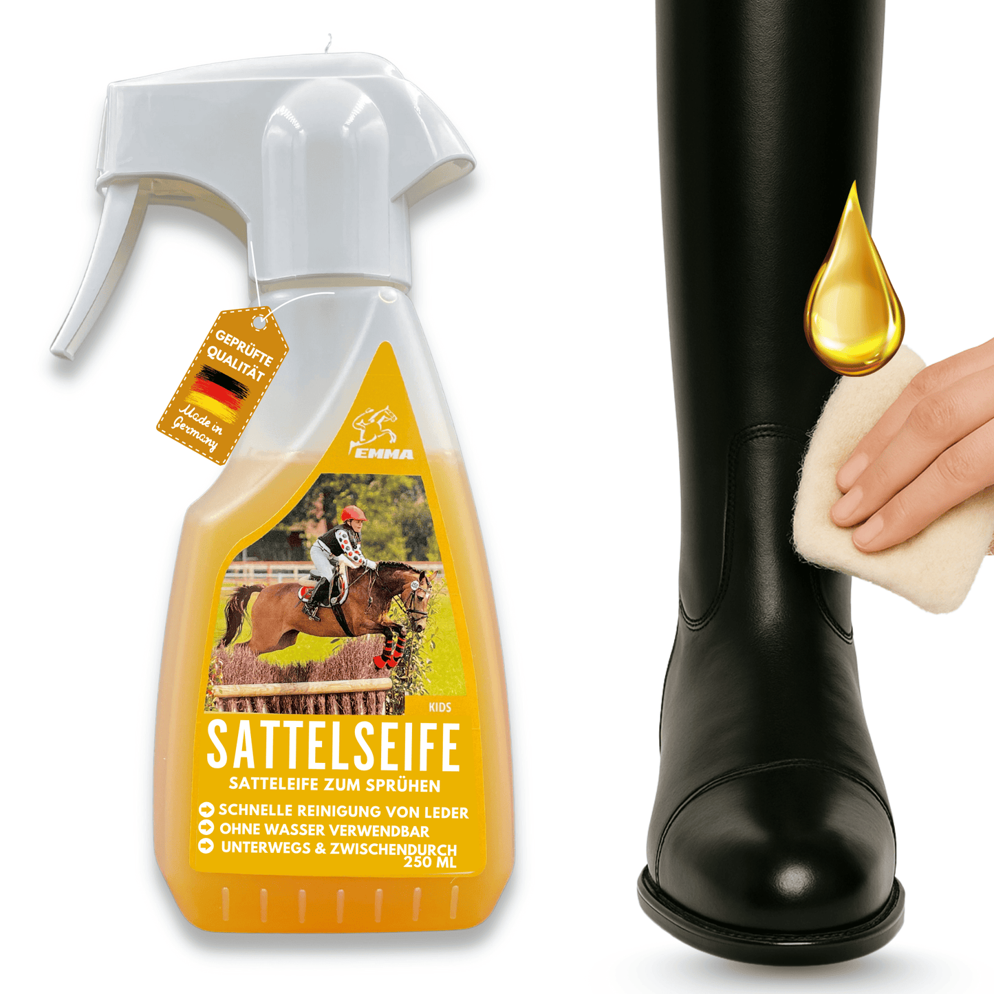 Sattelseife Pferd – Lederreiniger – farblose Pflege – 250 ml – EMMA