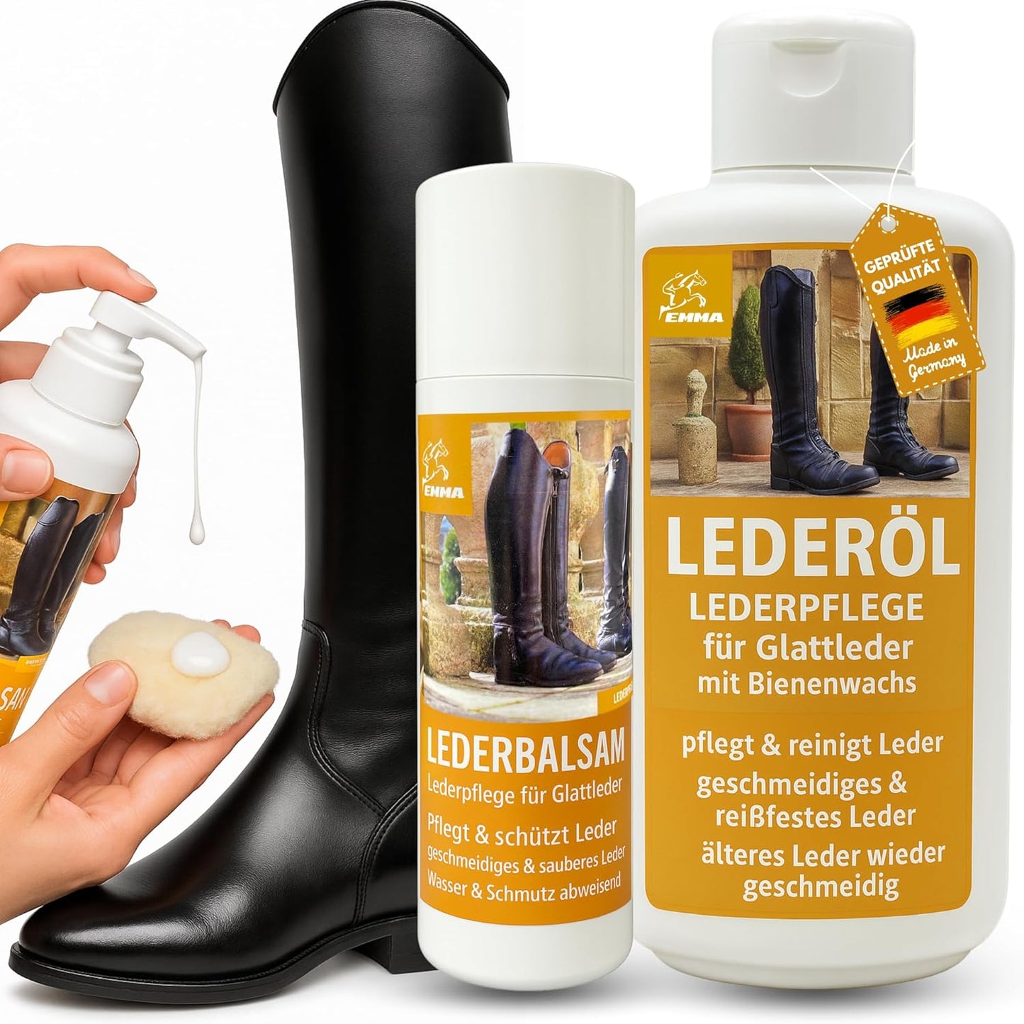 Lederpflege Set Lederöl Bienenwachs + Lederbalsam I SPARSET 200ml +500ml