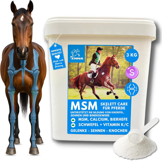 Skelett Care, MSM Pulver + Kalzium hochdosiert für Knochen & Skelett für Pferd