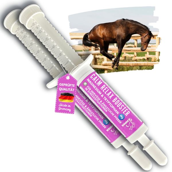 EMMA Magnesium Pferd Vitamin B12 I CALM I Anti-Stress zur Beruhigung Nerven I L Tryptophan flüssig I Vit B 12 bei Angst Relax I für Transport I unterstützt Gelassenheit nervöse Pferd Pony hochdosiert 